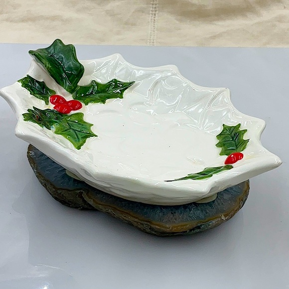 Japanese Lepton Other - Vtg. Japanese Lepton Numbered Christmas Holley Leaves & Red Berries Candy Dish